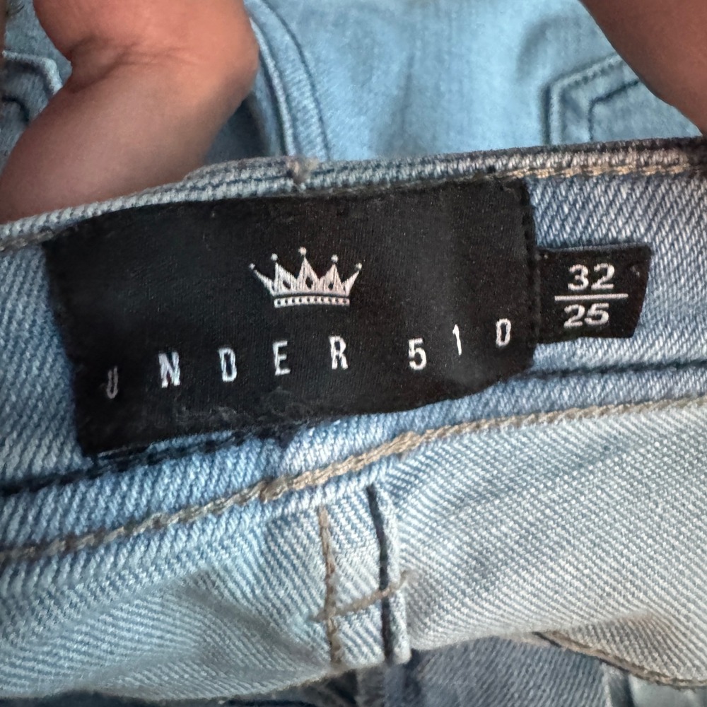 Under 5'10 Straight Stretch Jeans Mens 32x25 Light Wash Blue Denim Office 510 - Picture 5 of 10